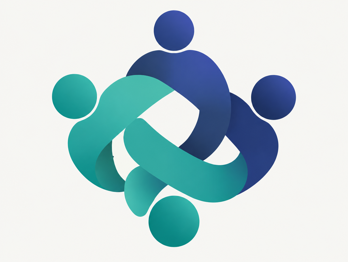 Abstract interlocking shapes representing teamwork