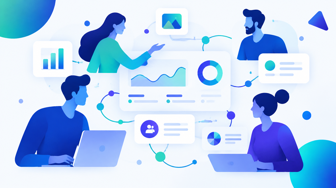 Abstract team workspace dashboard illustration